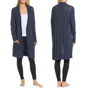 UGG Navy Blue Cable Knit Women's LongCardigan Sweater Duster Cozy Relaxed XL